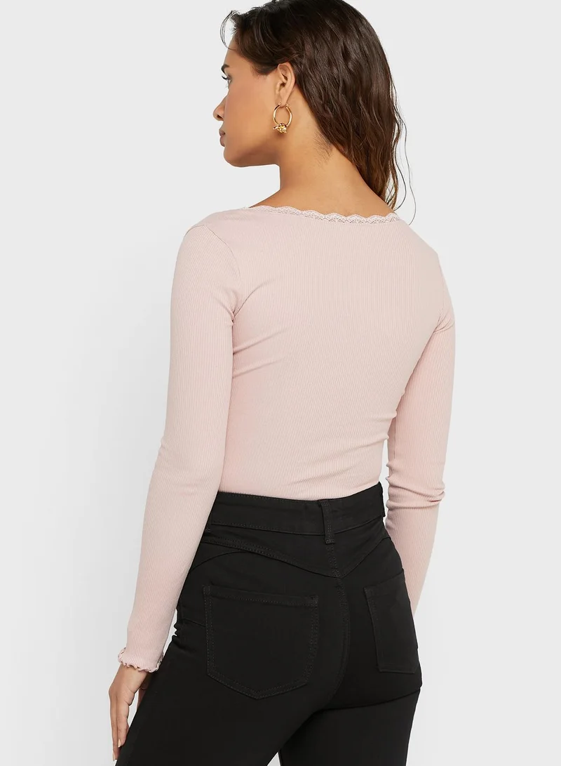 NEW LOOK Lace Detail Ribbed Body