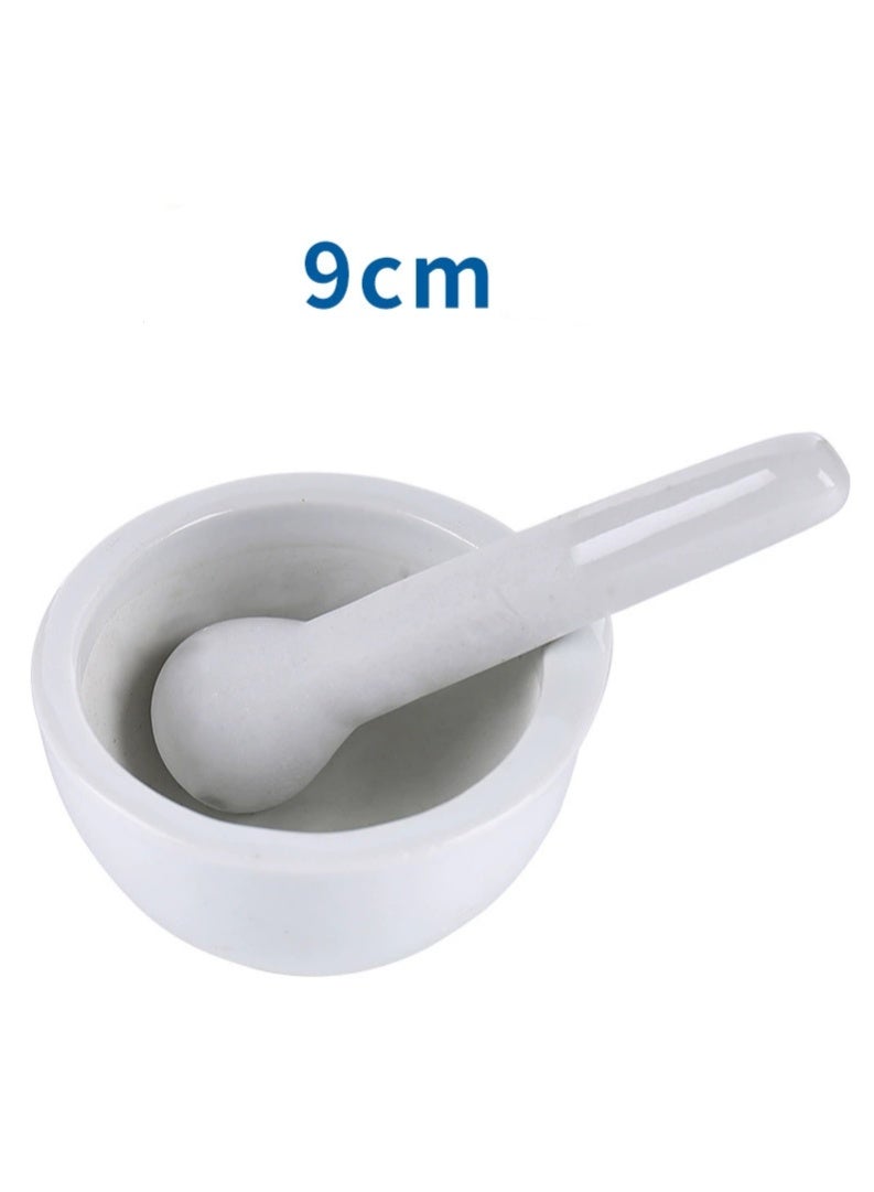 Porcelain Small Mortar and Pestle, Ceramic Herb Grinder Pill Crusher Set, 9cm White - Image 1