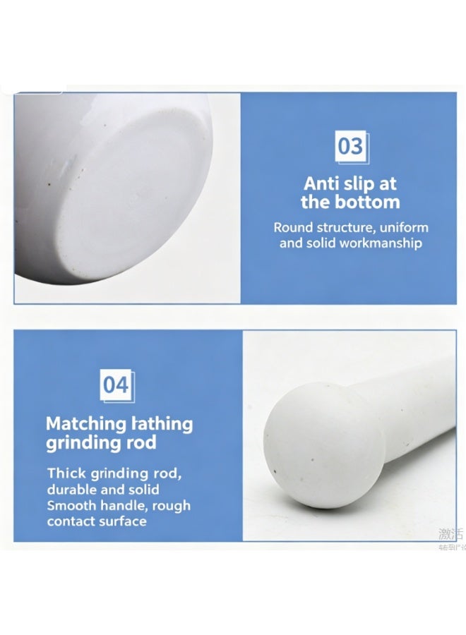 Porcelain Small Mortar and Pestle, Ceramic Herb Grinder Pill Crusher Set, 9cm White - Image 3