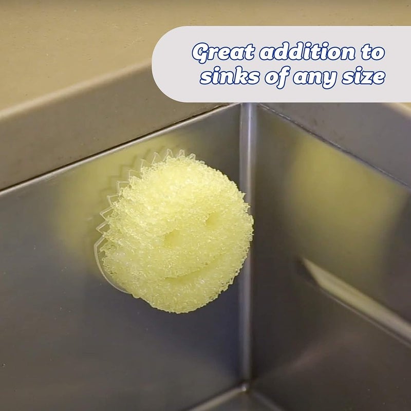 سكراب دادي حامل منظم لفرشاة الغسيل Scrub Daddy للحوض - منظم ومنظم لأدوات التنظيف، ملحق مطبخ سريع الجفاف، منظم لحوض الحمام، ملحقات غسيل، حامل فرشاة تحت الحوض (2 حزمة) - Image 2