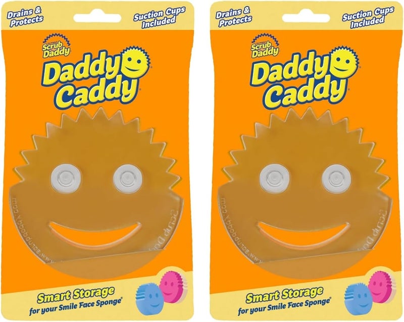 سكراب دادي حامل منظم لفرشاة الغسيل Scrub Daddy للحوض - منظم ومنظم لأدوات التنظيف، ملحق مطبخ سريع الجفاف، منظم لحوض الحمام، ملحقات غسيل، حامل فرشاة تحت الحوض (2 حزمة) - Image 1