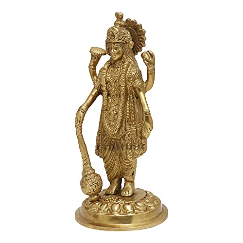 CRAFTHUT Brass Lord Vishnu Idol – Handmade Narayan Statue with Club for Home Temple, Pooja, Vastu & Auspicious Gifting (3.5 x 3.5 x 7 in) 850g - Image 4