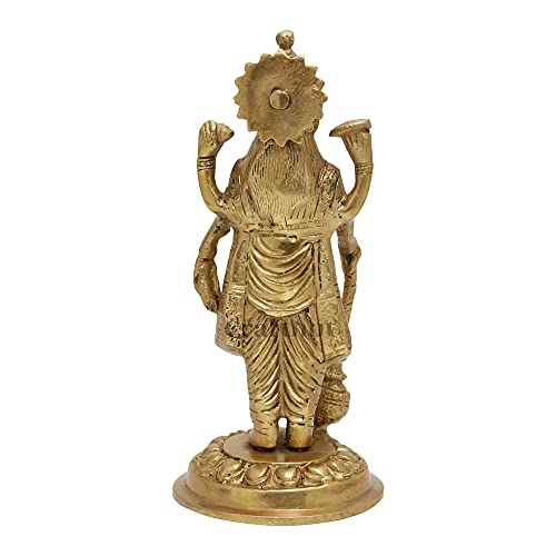 CRAFTHUT Brass Lord Vishnu Idol – Handmade Narayan Statue with Club for Home Temple, Pooja, Vastu & Auspicious Gifting (3.5 x 3.5 x 7 in) 850g - Image 5