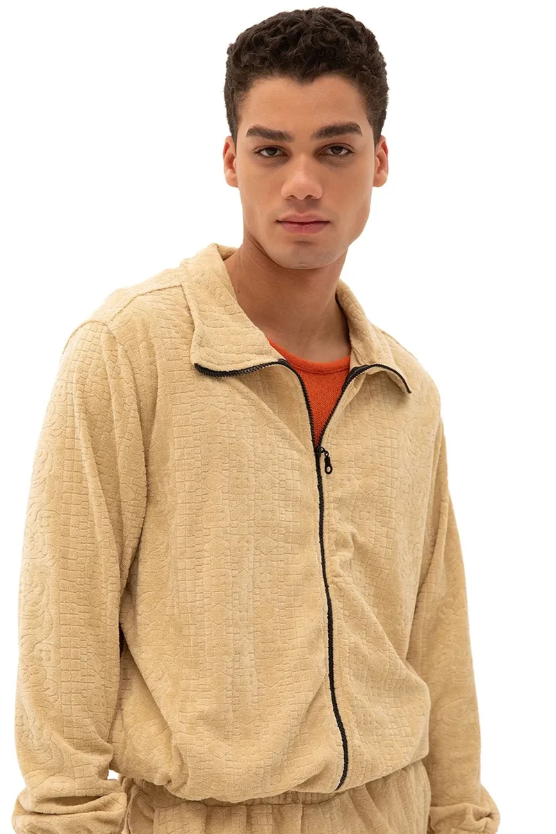 GIESTO Men's velvet zip-front sweatshirt