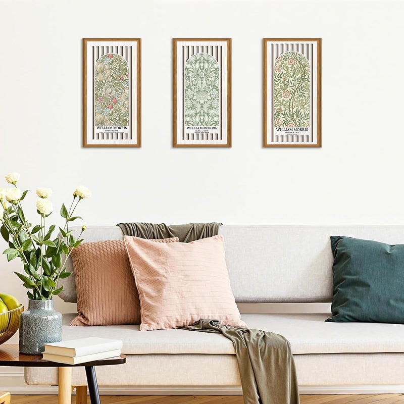 Ausril Boho Flower Wall Decor,William Morris Wall Art,Flower Market Artwork,Matisse Flower Art,Vintage Floral Wood Decor,William Morris Lily Sunflower Botanical Wildflower Sign for Living Room Bedroom - Image 3