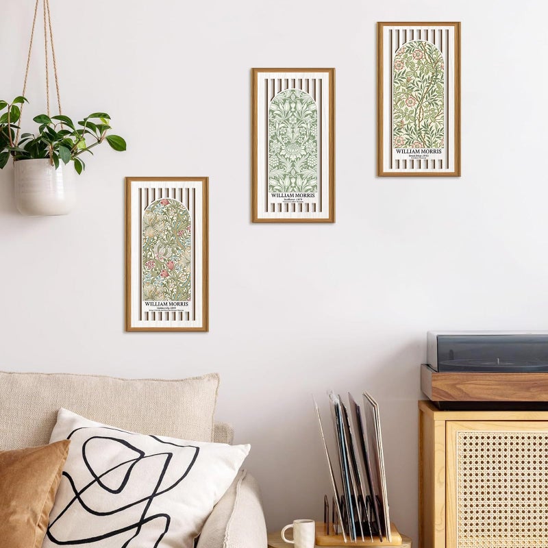 Ausril Boho Flower Wall Decor,William Morris Wall Art,Flower Market Artwork,Matisse Flower Art,Vintage Floral Wood Decor,William Morris Lily Sunflower Botanical Wildflower Sign for Living Room Bedroom - Image 2