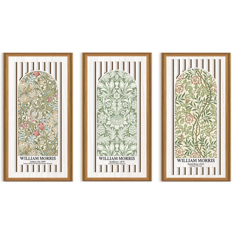 Ausril Boho Flower Wall Decor,William Morris Wall Art,Flower Market Artwork,Matisse Flower Art,Vintage Floral Wood Decor,William Morris Lily Sunflower Botanical Wildflower Sign for Living Room Bedroom - Image 1