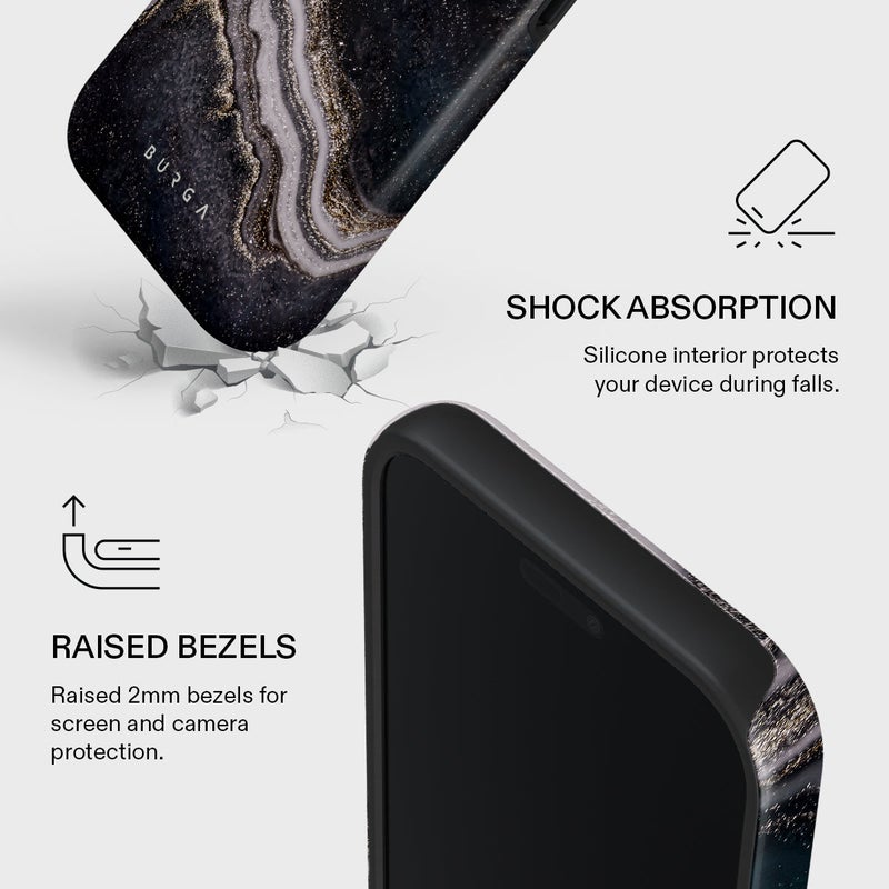 بورجا جراب آيفون  برو ماكس ليلي سحري فاخر متوافق مع طبقة مزدوجة هجينة صلبة + سيليكون للحماية مقاوم للخدش والصدمات - Image 4