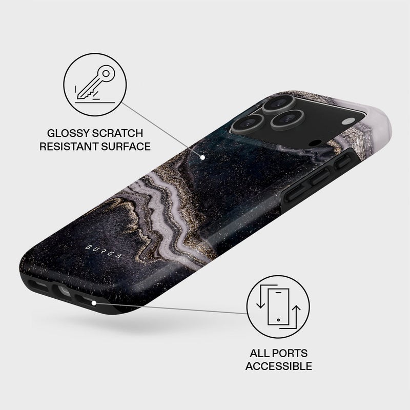 بورجا جراب آيفون  برو ماكس ليلي سحري فاخر متوافق مع طبقة مزدوجة هجينة صلبة + سيليكون للحماية مقاوم للخدش والصدمات - Image 3