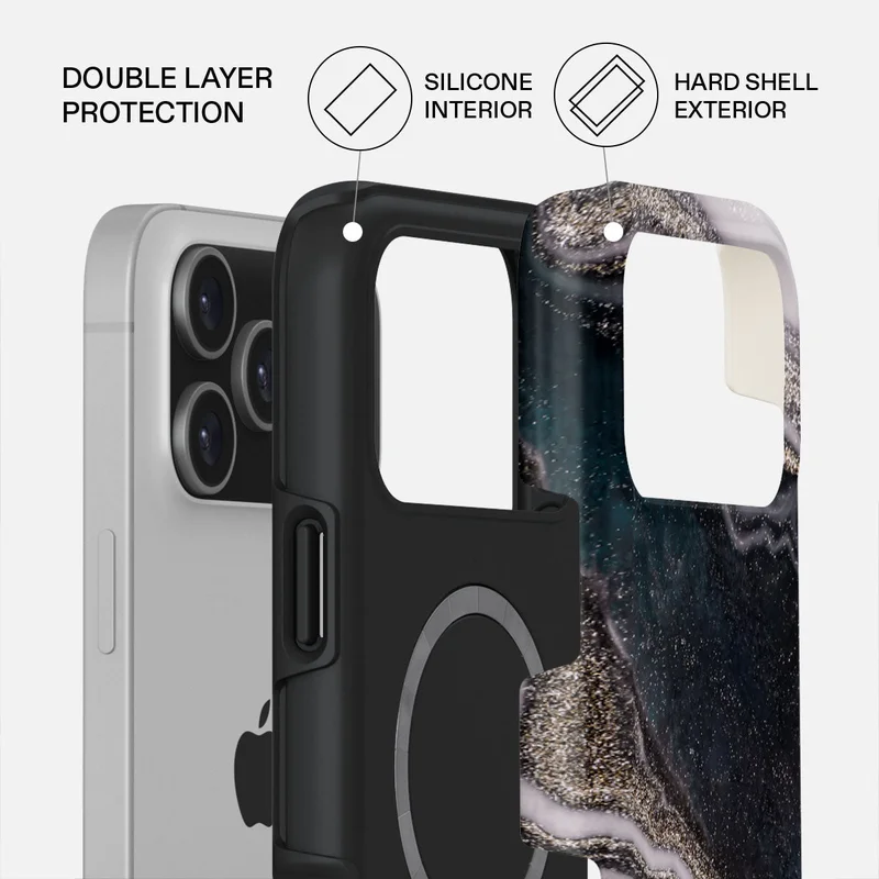 BURGA iPhone 17 Pro Max Magic Night Premium Case Compatible with Hybrid Dual-Layer Hard Shell + Silicone Protection - Scratch-Resistant Shockproof Mobile Cover