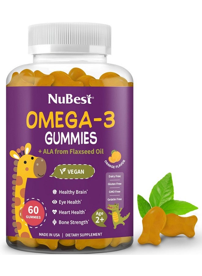 NuBest نيو بيست أوميغا 3 جومي للأطفال والمراهقين مع زيت بذور الكتان | يدعم نمو الدماغ، الوضوح العقلي، التركيز، وصحة العين | بدون سكر مضاف | نكهة برتقال لذيذة | 60 جومي نباتي متميز - Image 1