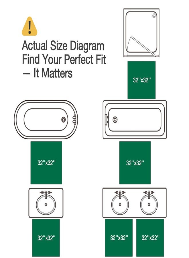 LUMI Bath Mat Rug 32"x32", Plush Non-Slip Absorbent Bathroom Mat, Ultra Soft Washable Shower Rugs, Luxury Plant Square Shaped Carpet for Floor, Bathtub, Home Decor, Cactus - Image 2