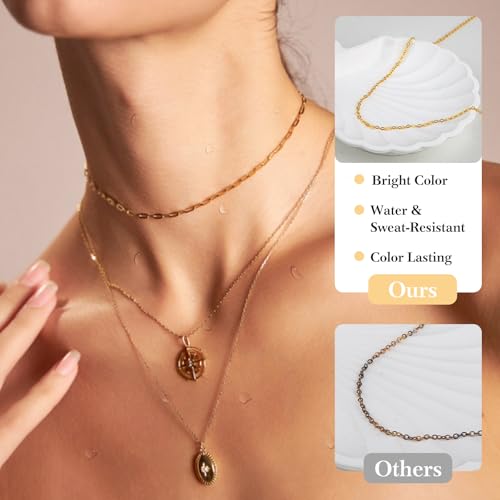 Ecoofor 18k Gold Necklace Chains for Jewelry Making, 39.3 Feet 6 Rolls Bracelet Chains for DIY,6.5Feet Each Style, Gold Chain with Jump Rings/Lobster Clasps/Connectors - Image 3