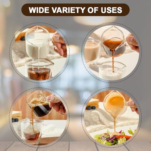 Supvox® Espresso Shot Glass Double Expresso Cups-2Pcs 75ml Double Shot Measuring Cups with Handle, Heat Resistant High Silicon Boron Glass Measuring Cups, Dual Side Pour Nozzle Design - Image 5