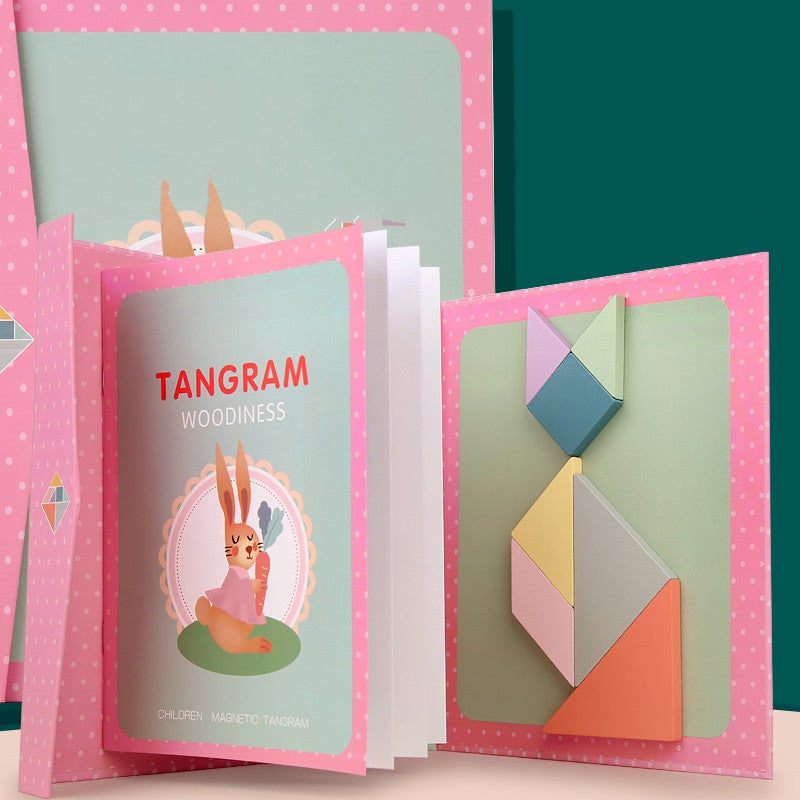 Wooden Colorful Book Clip Magnetic Tangram Teaching Aid Children'S Educational Cognitive Creative Puzzle Early Education Toy - Image 2