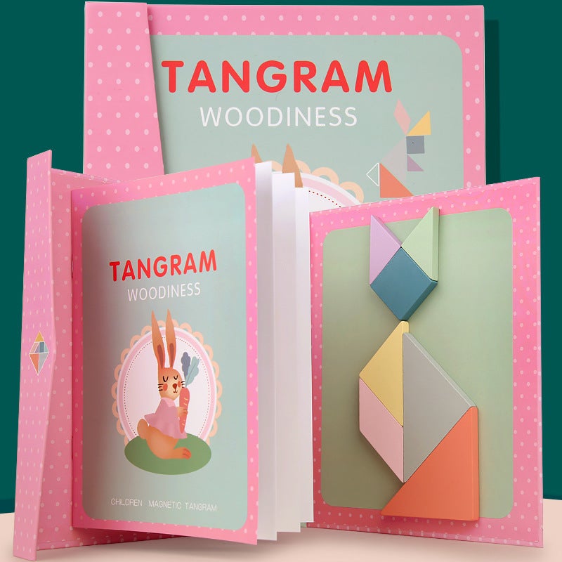 Wooden Colorful Book Clip Magnetic Tangram Teaching Aid Children'S Educational Cognitive Creative Puzzle Early Education Toy - Image 4
