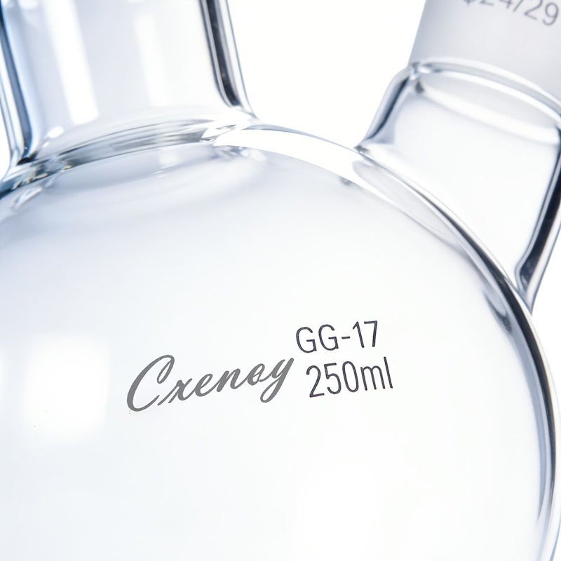 Double Neck Round Bottom Flask 1.69oz Caliber 19 26 Chemical Experiment Glass Distillation Flask - Image 1