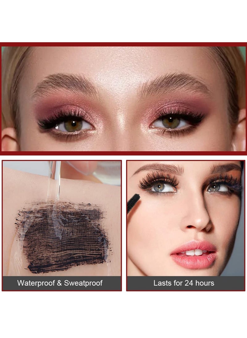 SYOSI 3 Pcs 4D Silk Fiber Lash Mascara, Lengthening and Thick, Volume, Long Lasting, Waterproof Smudge-Proof, All Day Full, Long, Thick, Smudge-Proof Eyelashes, Hypoallergenic Formula - Image 5