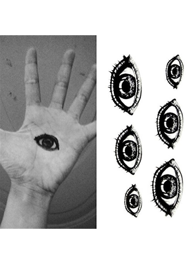 Oottati Small Cute Temporary Tattoo Horror Halloween Eye (2 Sheets) - Image 1
