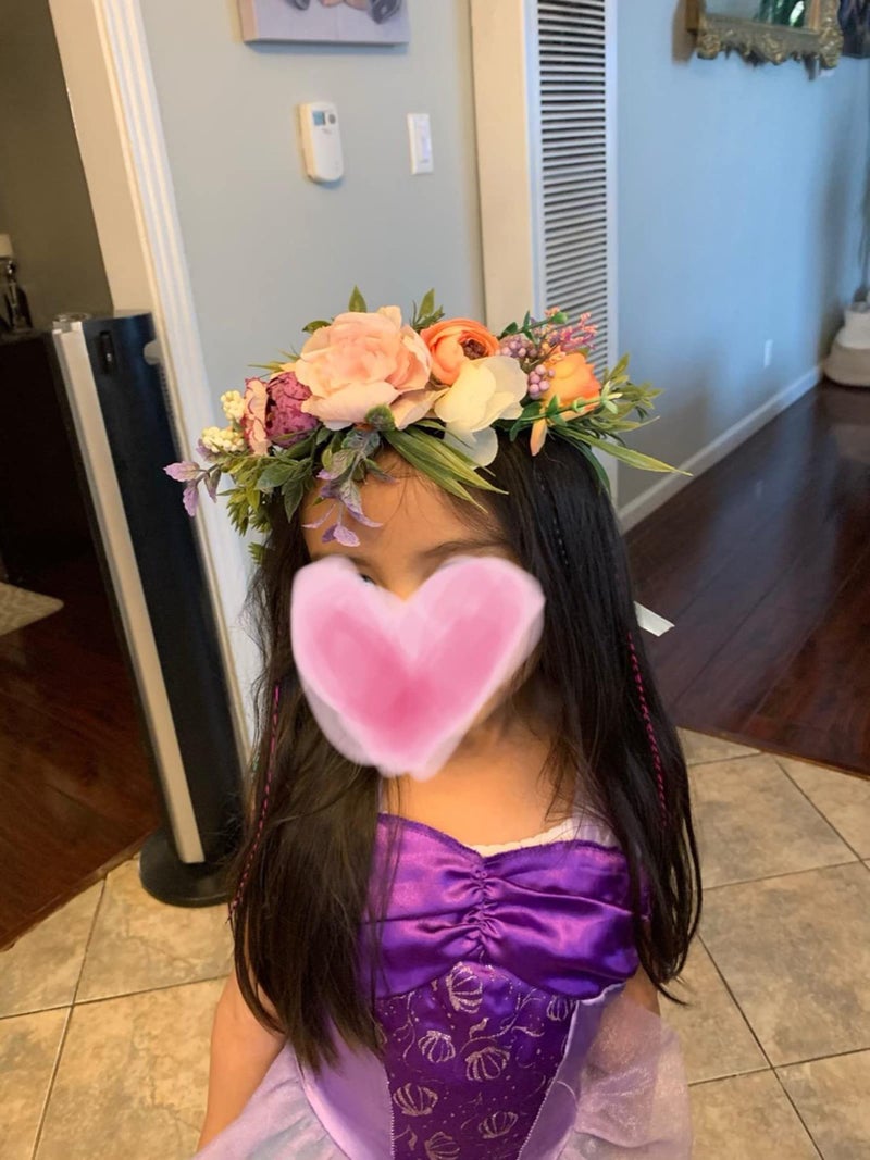 LLinfflr Women Floral Crown Boho Flower Headband Hair Wreath Floral Halo Headpiece with Ribbon Wedding Party Festival Photos - Image 5