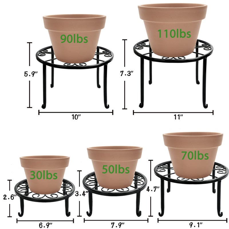 Xgunion Metal Plant Stand 5 Pack Plant Stands for Indoor Outdoor Plants Multiple Heavy Duty Flower Pot Stand Holder Rustproof Iron Round Plant Shelf for Planter Outdoor Plant Stand for Patio & Garden DÃ©cor - Image 2