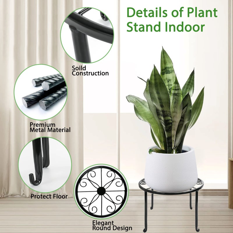 Xgunion Metal Plant Stand 5 Pack Plant Stands for Indoor Outdoor Plants Multiple Heavy Duty Flower Pot Stand Holder Rustproof Iron Round Plant Shelf for Planter Outdoor Plant Stand for Patio & Garden DÃ©cor - Image 3