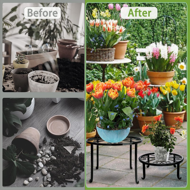 Xgunion Metal Plant Stand 5 Pack Plant Stands for Indoor Outdoor Plants Multiple Heavy Duty Flower Pot Stand Holder Rustproof Iron Round Plant Shelf for Planter Outdoor Plant Stand for Patio & Garden DÃ©cor - Image 5