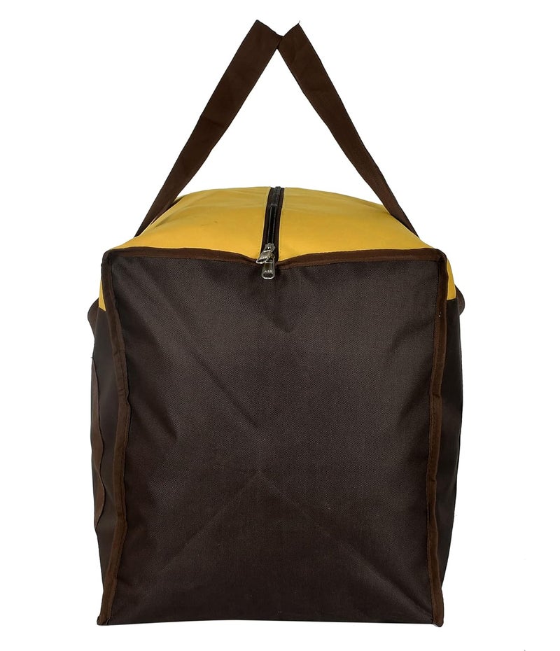 Kuber Industries Kuber Industries Medium Size MultiPurpose Storage BagClothing Storage OrganizerToy Storage BagStationery Paper Storage Bag with Zipper Closure And Strong HandlePack of 2 Brown Yellow  - Image 4