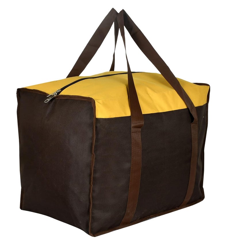 Kuber Industries Kuber Industries Medium Size MultiPurpose Storage BagClothing Storage OrganizerToy Storage BagStationery Paper Storage Bag with Zipper Closure And Strong HandlePack of 2 Brown Yellow  - Image 2