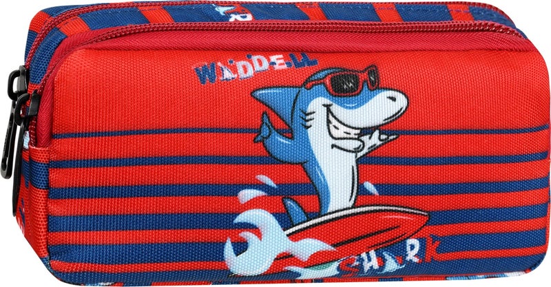 Niss Store Waddell Licensed Red Shark Patterned 2 Pocket Pencil Case - Image 2