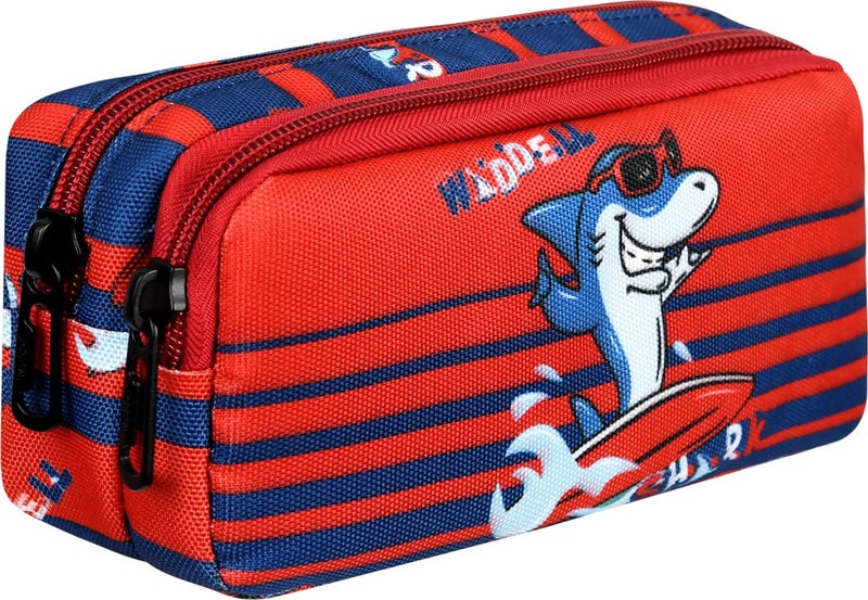 Niss Store Waddell Licensed Red Shark Patterned 2 Pocket Pencil Case - Image 3