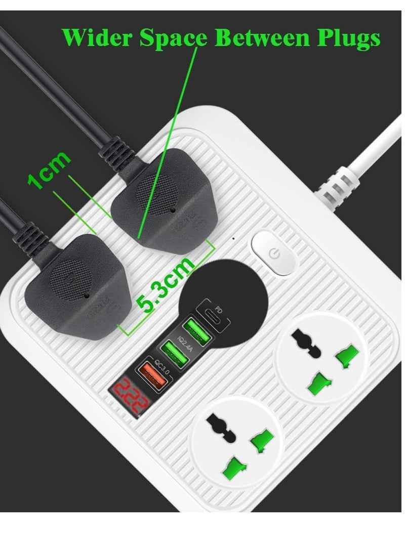 Power Strip Surge Protector with USB - Extension Cord Flat Plug with Widely 4 AC Outlet and 3 USB 1 PD, LED Small Desktop Station with 6 ft Power Cord, Compact Socket for Travel, Home and Office - Image 2
