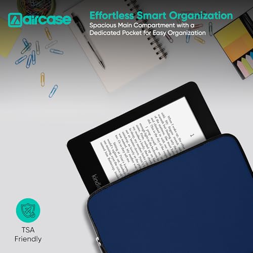 AirCase Neoprene 7-Inch Tablet Sleeve Case Cover for Amazon Kindle 7", Paperwhite, Fire 7, Lenovo Tab M7, iPad Mini, Samsung Galaxy Tab 7.0 Series | 4-Layer Foam, Scratch & Dust Protection (Navy Blue) - Image 3