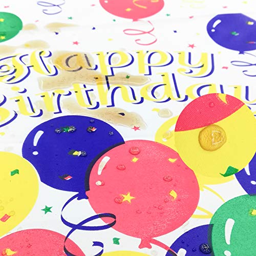 Mulbozy 4 Pcs Birthday Tablecloth Disposable Plastic, Colorful Balloons Confetti Happy Birthday Table Covers for Parties Decoration Supplies, 108 x 54 inch - Image 2