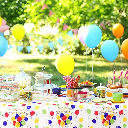 Mulbozy 4 Pcs Birthday Tablecloth Disposable Plastic, Colorful Balloons Confetti Happy Birthday Table Covers for Parties Decoration Supplies, 108 x 54 inch - Image 3