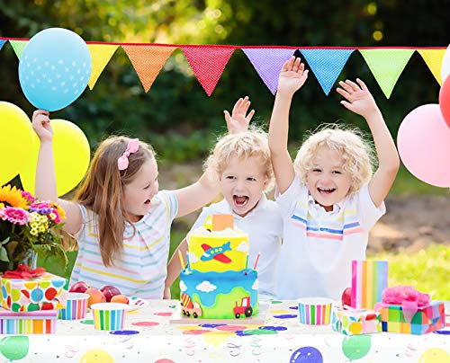 Mulbozy 4 Pcs Birthday Tablecloth Disposable Plastic, Colorful Balloons Confetti Happy Birthday Table Covers for Parties Decoration Supplies, 108 x 54 inch - Image 5