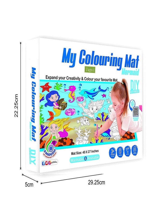 JAPSI My Coloring Mat for Kids | Colouring Mat for Kids Reusable and Washable | Educational Toys for Kids Age 3+ Years | Large Size: 40 X 27 Inches (Mermaid) - Image 3