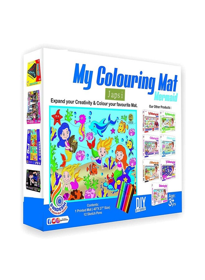 JAPSI My Coloring Mat for Kids | Colouring Mat for Kids Reusable and Washable | Educational Toys for Kids Age 3+ Years | Large Size: 40 X 27 Inches (Mermaid) - Image 5