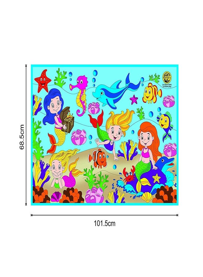 JAPSI My Coloring Mat for Kids | Colouring Mat for Kids Reusable and Washable | Educational Toys for Kids Age 3+ Years | Large Size: 40 X 27 Inches (Mermaid) - Image 2