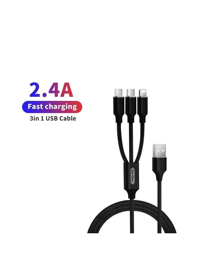 جو-ديز - شاحن متنقل محول طاقة في 220 فولت خارج 5 فولت أو 9 فولت شحن سريع 3.0 كابل Micro USB شاحن سريع HW-059200BHQ - Image 1