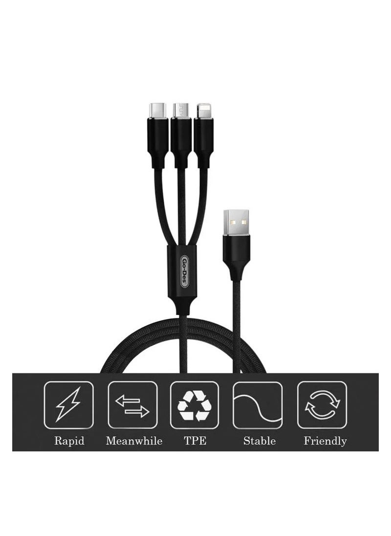 جو-ديز - شاحن متنقل محول طاقة في 220 فولت خارج 5 فولت أو 9 فولت شحن سريع 3.0 كابل Micro USB شاحن سريع HW-059200BHQ - Image 1