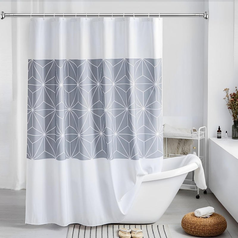 HOMIFLY 125 Cm to 220 Cm Extendable Curtain Rod Holder Without Drill/Stainless Steel Shower Curtain/Window Curtain Rod/Anti-Skid Spring Pull Rod – Silver (1 Piece) - Image 2