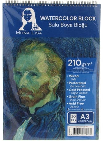 A3 Watercolor Block 210 gr Wire Drawing Notebook - pzsku/Z72341D29813155EF58EEZ/45/_/1730715511/5c9a4206-d725-4dcb-813a-6ddc314777dc