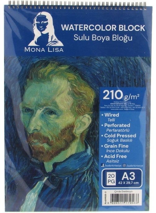 A3 Watercolor Block 210 gr Wire Drawing Notebook
