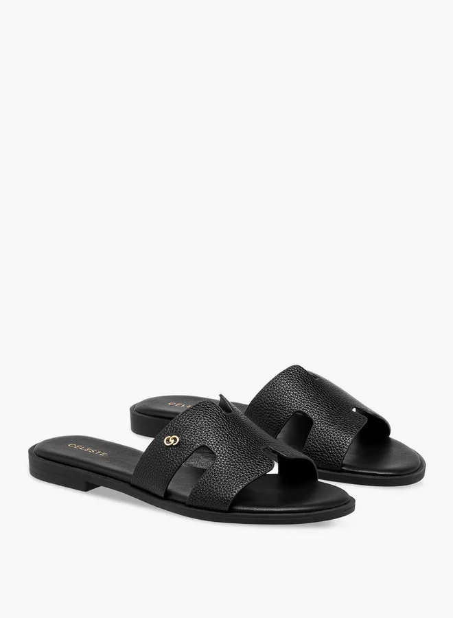 سيليست Women's Textured Slip-On Flat Sandals