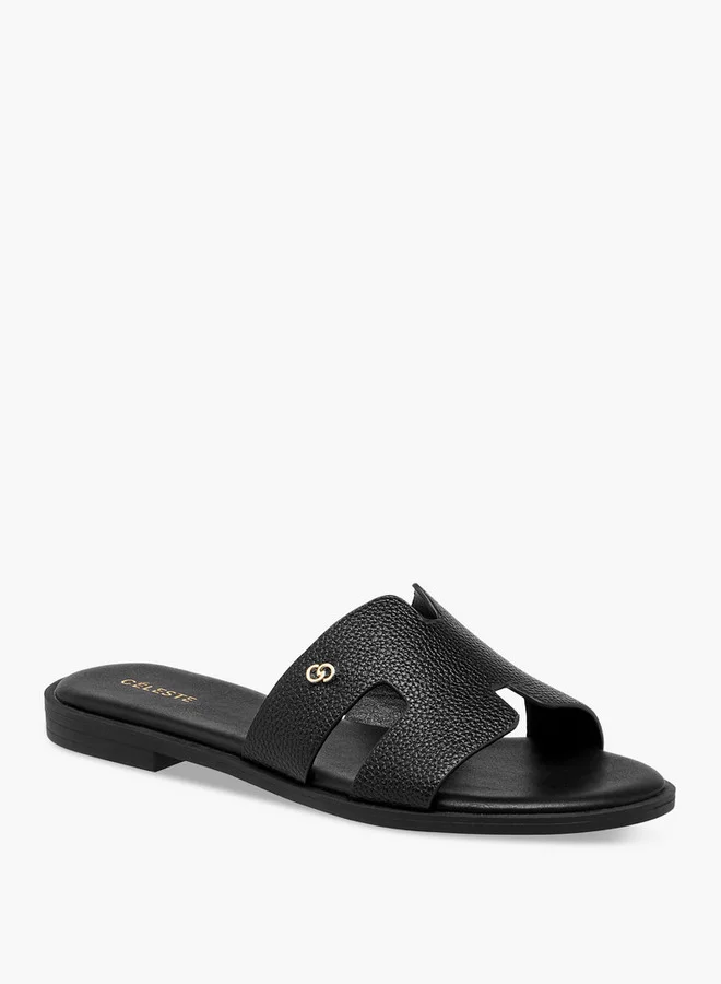 سيليست Women's Textured Slip-On Flat Sandals