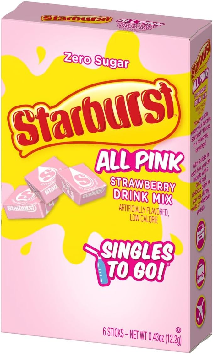 Starburst Singles To Go! Variety Pack - Zero Sugar Drink Mix, 5 Flavors (Blue Raspberry, Cherry, Fruit Punch, Lemon, All Pink) - Image 2