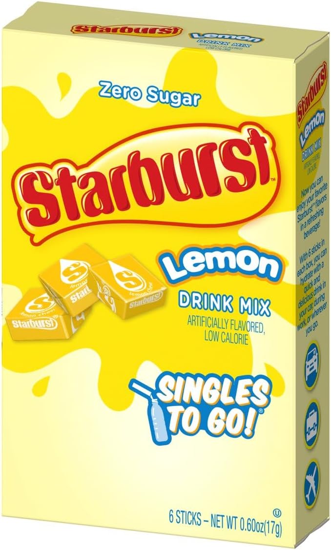 Starburst Singles To Go! Variety Pack - Zero Sugar Drink Mix, 5 Flavors (Blue Raspberry, Cherry, Fruit Punch, Lemon, All Pink) - Image 3