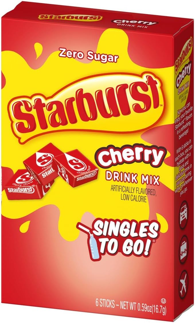 Starburst Singles To Go! Variety Pack - Zero Sugar Drink Mix, 5 Flavors (Blue Raspberry, Cherry, Fruit Punch, Lemon, All Pink) - Image 5