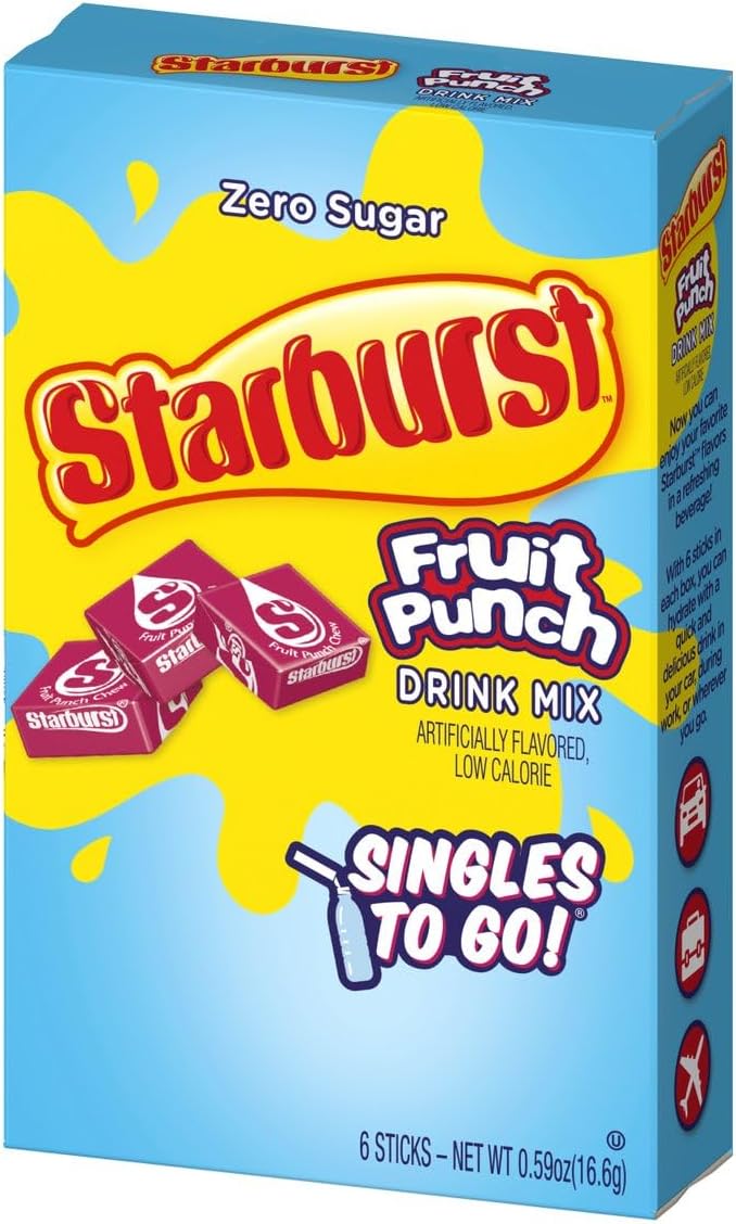 Starburst Singles To Go! Variety Pack - Zero Sugar Drink Mix, 5 Flavors (Blue Raspberry, Cherry, Fruit Punch, Lemon, All Pink) - Image 4